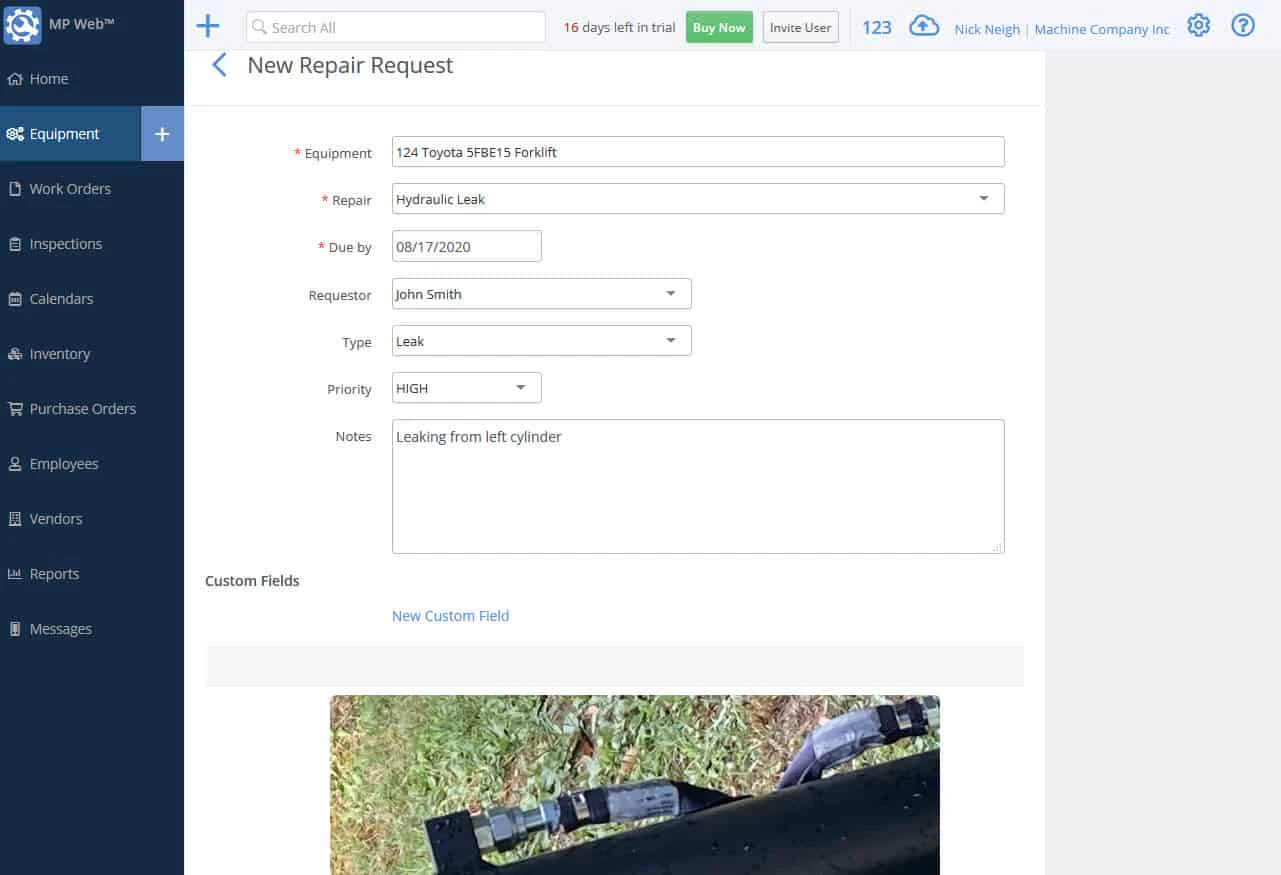 screenshot of Maintenance Pro CMMS